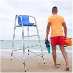 Beobachtungsstuhl aus Edelstahl mit Schirmloch für Schwimmbäder und Wasserparks