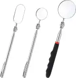 3 Stück Teleskop Inspektionsspiegel Set, Universal Auto Inspektionsspiegel with Telescopic Handle, 360 Drehbar Teleskop Spiegel, Ausziehbar Inspection Mirror Teleskopspiegel