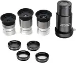 Komplettes Teleskop-Okular-Set – mehrfach beschichtete Optik – 1,25 Zoll Okular-Set mit 4 mm, 10 mm, 20 mm Objektiven, 5 x Barlow-Linse, 2 Mondfilter, 2 Polarisationsfilter