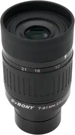 Svbony SV135 Zoom Teleskop Okular, 1,25 Zoll 7–21 mm Zoom Okular, 52-Grad-Sichtfeld, FMC 5-Element-3-Gruppen-Teleskoplinse, Teleskop Zubehör für astronomische Beobachtungsteleskope