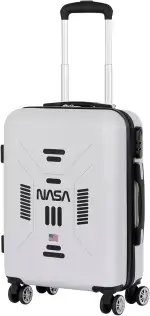 NASA Spaceship-ABS 4-Rad-Kabinenkoffer, Weiß, 20 x 38 x 55cm, Kapazität 27 L