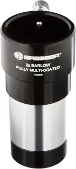 Bresser Teleskop Barlow Linse (2-fach, zur Verdoppelung der Brennweite eines Teleskopes, mit vollvergüteter 4-linsiger Optik, 31,7mm 1.25), schwarz