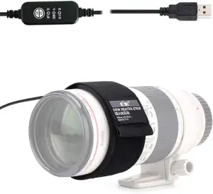 KIWIFOTOS Objektivheizung Abendtauentferner USB-Wärmerstreifen für Nikon Sony Ol