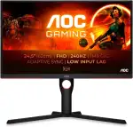 AOC 25G3ZM/BK 24.5 zoll FHD Gaming Monitor, 240Hz, Fast VA Panel, 0.5ms MPRT, Adaptive Sync, FreeSync Premium, Höhenverstellung,(1920x1080 HDMI 2x 2.0 DP 1x 1.2)Schwarz/Rot