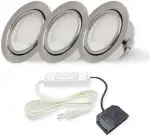 Rolux LED Möbeleinbauleuchte & Einbauleuchte flach 3er-Set inkl. Trafo – DF-9251B-2, 230V Anschluss, 3x 2,5W, warmweiß 3000K, Bohrloch 55–60mm, Einbaustrahler für Küche & Schrank, G4 wechselbar