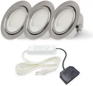 Rolux LED Möbeleinbauleuchte & Einbauleuchte flach 3er-Set inkl. Trafo – DF-9251