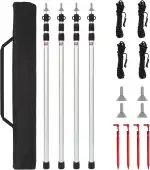 Gimisgu Teleskopstangen für Zelte, 4 verstellbare Zeltstangen aus Aluminium, 90-230 cm, mit Aufbe...
