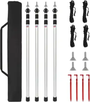 Gimisgu Teleskopstangen für Zelte, 4 verstellbare Zeltstangen aus Aluminium, 90-