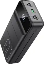 Powerbank 60000mAh, 22,5W PD USB-C Schnellladegerät, Externer Akku mit LED-Anzeige, 4 Ausgängen und 2 Eingängen, Power Bank kompatibel mit iPhone,Android, Tablets und mehr Schwarz