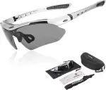 ROCKBROS Fahrradbrille Polarisiert Brille Sonnenbrille Herren/Damen UV 400 mit Kopfband für Brillenträger Outdoorsport Laufen MTB Silber