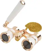 Opernglas 3x25 für Damen & Kinder, BK7 Prismen Optik - Verstellbarer Griff & Kette, Vintage Mini Theaterfernglas, Kompaktes Reise & Konzert Fernglas, Geschenk in Geschenkbox (Weiß)
