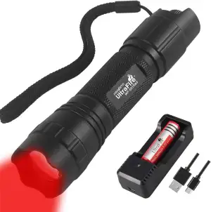 UltraFire Rotes Licht LED Taschenlampe 620-630nm Stufenlose Dimmung Zoom Rotlich