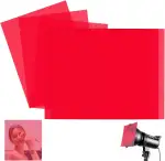 12 Stück Folie Hitzebeständig für Lampen, Lampenfolie A4 Rote Folie Transparent Adsorption mit Elektrostatischer Farbfolien Gel Farbfilter für Foto Studio Strobe LED DJ Licht, 29,7x21cm