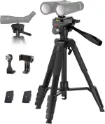 Lusweimi Fernglas-Stativ, 184 cm Aluminium Spektivstativ mit Adapter, 2 Schnellwechselplatten, Ha...