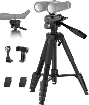 Lusweimi Fernglas-Stativ, 184 cm Aluminium Spektivstativ mit Adapter, 2 Schnellw