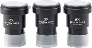 Teleskop Barlow Linsen Kit 2X-3X-5X, 1,25 Zoll Teleskop Zubehör, Vollmetall Mult