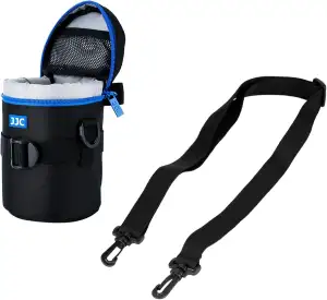 JJC Deluxe Objektiv Tasche mit Umhängeband, Wasserabweisend, Schwarz