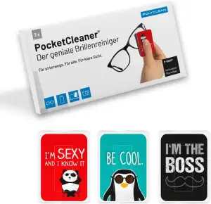POLYCLEAN 3X PocketCleaner® Brillenputztücher – Praktisches Brillenputztuch und Display Reiniger ...
