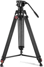 NEEWER 74" Pro Videostativ mit Fluidkopf, QR Platte kompatibel mit DJI RS Gimbals, strapazierfähiges Kamerastativ mit Teleskopgriff skalierte Basis für DSLR, max. Belastung 17,6lb/8kg, TP74