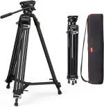 SMALLRIG Videostativ, 73-Zoll (186 cm) Heavy Duty Tripod Hochleistungs Stativ mit 360-Grad-Fluidkopf und Schnellwechselplatte für DSLR, Camcorder, Kameras, Belastbarkeit 8 kg - 3751B