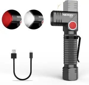 NICRON B74T Rotlicht und LED Taschenlampe, 90 Grad Drehbar Kopf Magnetic Basis 7