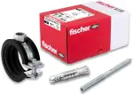 "Fischer Rohrschellen-Set FGRS 32-37 gvz, Rohrschellen-Set mit 30 Teilen: 10 Stk. Gelenkrohrschellen FGRS 32-37,10 Stk. Stockschraube STST8x80,10 Stk. Universaldübel UX10x60, Art-Nr. 547059, schwarz"