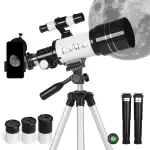 ESAKO Teleskop für Kinder & Einsteiger, 70mm Blende Tragbares Teleskop Astronomisches Linsenteleskop mit Ausziehbarem Stativ, Telefonhalterung, Mondfilter