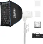 Amaran Light Box 45x45 Faltbare Bowens Mount Softbox 45cm, EIN-Snap-Setup Quadratischer Lichtmodifikator mit Diffusion & Gitter für Foto & Video, Tragbar & leicht mit Tragetasche