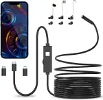 Endoskopkamera mit Licht, 1080P HD Endoskop-Kamera Handy mit Licht Wasserdichtes Ip67 Kein WLAN Erforderlich Inspektionskamera Kanal-kamera Handy mit 8 LED Licht für Android & iOS, Tablet (16.4 ft/5m)