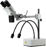 SWIFT Professionelles Stereo Mikroskop Binokular 10X 20X Vergrößerung mit Weitwinkel 10X und 20X Okularen, 2 Flexible LED-Licht, Schwenkbarem Auslegerarm, und Kamerakompatibilität S41-20