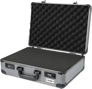 HMF 14402-02 Alu Fotokoffer, Waffenkoffer mit Rasterschaumstoff | 46 x 33 x 15 c