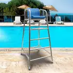 Robuster Beobachtungsstuhl aus Edelstahl, bequemer Sitz, unterstützt bis zu 300 kg, ideal für Sport- und Wasserüberwachung
