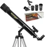 Omegon Teleskop AC 70/700 AZ-2 | Achromatischer Refraktor | leicht & vielseitig | ideales Einsteiger-Teleskop | für Mond & Naturbeobachtungen | Alu-Stativ