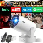 Mini Beamer Unterstützt 4K 1080P, Projektor Tragbarer mit WiFi 6 und Bluetooth 5.4, Beamer Klein Projektor Auto Keystone 180°Dreh Kompatibel mit HDMI/TV Stick/Memory Stick/Laptop, Weiß