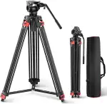 NEEWER Basic 74“ Videostativ mit Fluidkopf [Basisversion], Metall Kamerastativ mit sanfter Reibungsdämpfung, Mittelspinne, Schnellwechselplatte kompatibel mit 501, maximale Belastung 17,6lb, TP37