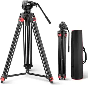 NEEWER Basic 74“ Videostativ mit Fluidkopf [Basisversion], Metall Kamerastativ m