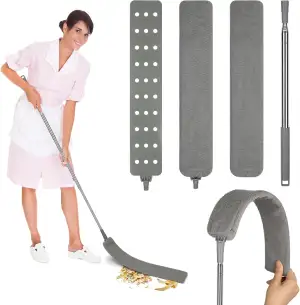 Teleskop Staubwedel Waschbar, Stange Biegbar Eckbesen, 1.2m-2.5m Ausziehbar Duster Mikrofaser Ede...