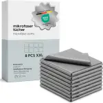 Bellphany XXL 8er Set Premium Brillenputztücher Mikrofaser - 30 x 30 cm Mikrofasertücher Brillenputztuch in Optikerqualität, Grey