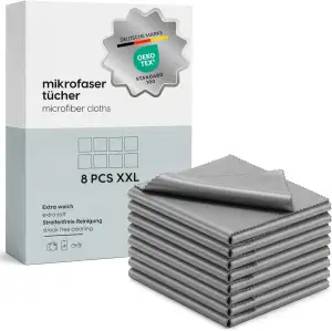 Bellphany XXL 8er Set Premium Brillenputztücher Mikrofaser - 30 x 30 cm Mikrofas