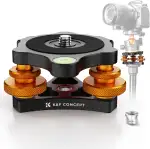 K&F CONCEPT Stativkopf Nivellierbasis, Aluminium Nivelliersockel, Nivellierbasis mit 3/8" Schraube,-5° präzise Winkeleinstellung,Dreirad Nivellier für Makro Panoramafotografie,mit 1/4 auf 3/8 Adapter