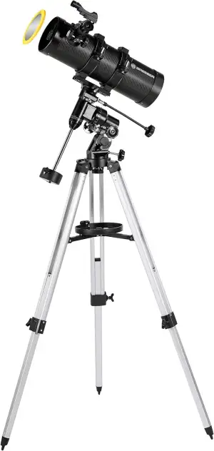 Bresser Spiegelteleskop Pluto EQ 114/500 für Jung und Alt mit Smartphone Kamera 