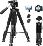 Victiv Kamera Stativ mit 52–160-185cm Höhe, leichtes Camera Tripod mit Abnehmbar 3-Wege-Kopf, Aluminium fotostativ für DSLR Canon Nikon Sony, Dreibeinstativ for Smartphone mit Handy Halterung