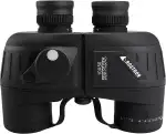 SeaSpix Marine Fernglas 10X50 Wasserdicht mit Kompass und Entfernungsmesser, BAK4 Prismen Mehrfach Vergütet, Ideal für Segeln Angeln und Küstenbeobachtung (Black)