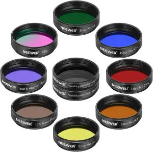 NEEWER 1.25" Teleskop Okular Filter Set (10er Pack),5xPlaneten Farbfilter,2xVari