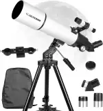 High Power HD Teleskop，80mm Öffnung 600mm，Astronomisches Brechungsteleskop für Erwachsene und Anfänger-FMC Objektiv-AZ Mount mit Stativ-Adapter und Tragetasche.