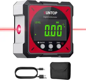 XUNTOP Digitaler Winkelmesser Neigungsmesser Laser Wasserwaage mit LCD Display, 