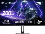 Amzfast Gaming Monitor 25 Zoll - 200Hz Fast IPS, FHD 1920x1080, 1ms MPRT, 124% sRGB, 320 cd/m², HDR, Integrierte Lautsprecher, VESA 75x75, HDMI 2.0/DP 1.4 - AMZG25X1