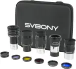 Svbony SV233 Okular Filterset, 7-21 mm 1,25 Zoom-Okular, 3,2 mm 58°, 25 mm, 32 mm SPL, 2X Barlowlinse, LRGB, Mond, Polarisationsfilter, mit Tragbarer Tasche, Zubehörsatz Teleskop, 12-teiliges Set