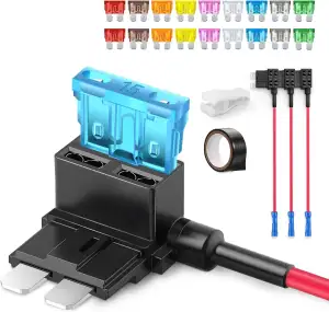 JOREST 4Pcs Stromdieb KFZ Sicherung,Standard Sicherungshalter 12v,Add a Circuit 