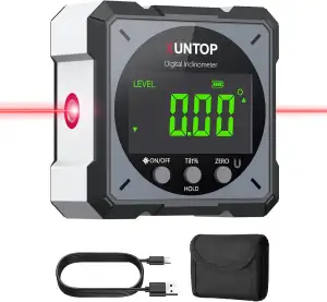 XUNTOP Digitaler Winkelmesser Neigungsmesser Laser Wasserwaage mit LCD Display, 